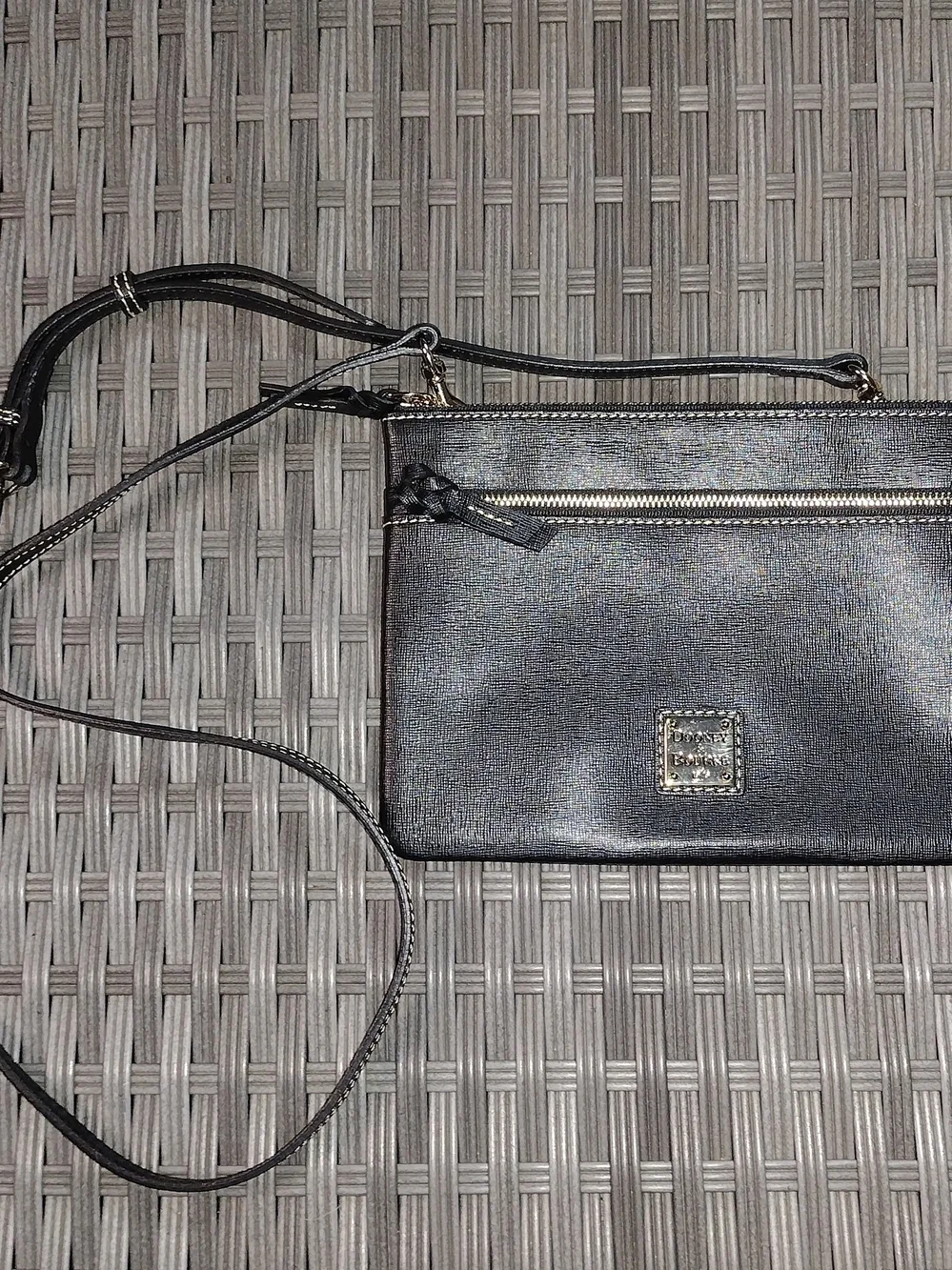 Dooney & Bourke Black Leather Wristlet with Gold Hardware